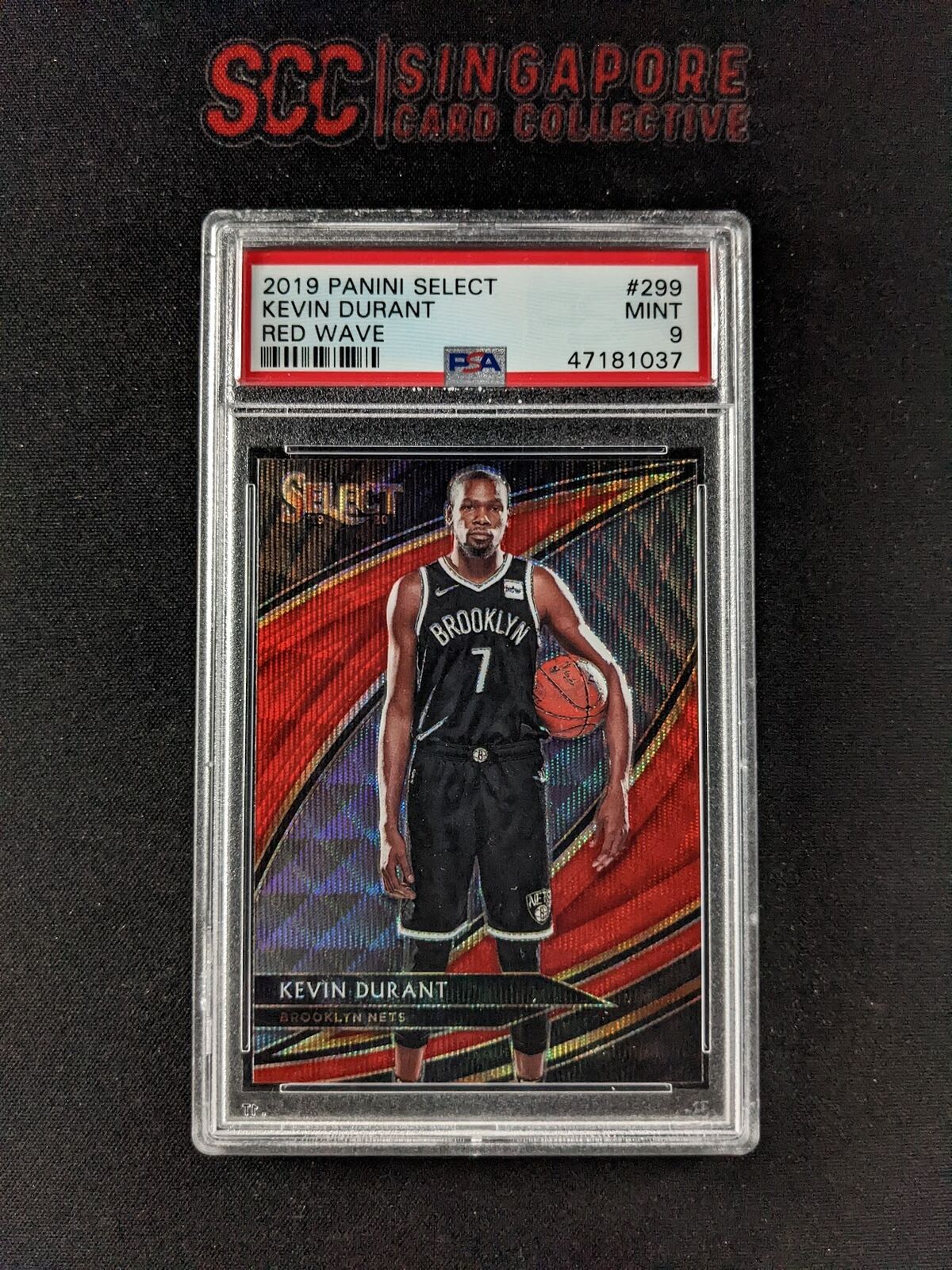 2019-20 Panini Select KEVIN DURANT Red Wave Prizm Courtside Nets PSA 9