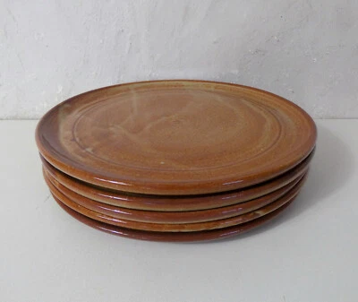 5 assiettes plates en grès signé vintage - Immagine 1 di 4