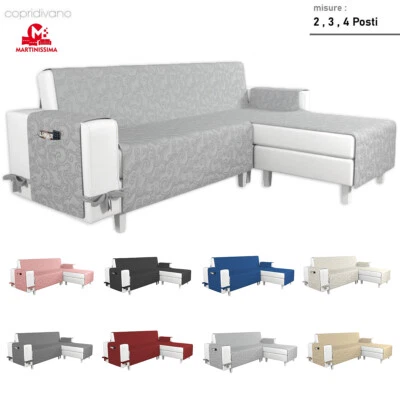 Salvadivano Trapuntato Con Penisola Fiocco Salva Divano 2 3 4 Posti Reversibile - Immagine 1 di 4