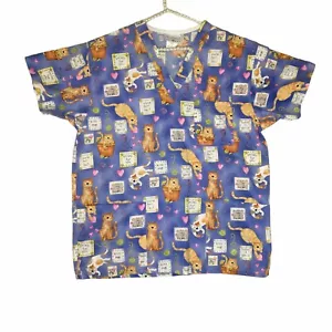 Peaches Uniforms Women's M Cat Mice Scrub Top Medical Dental Daycare Vet Pockets - Picture 1 of 8