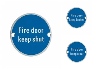 Fire Door Sign Keep Shut, Keep Locked & Keep Clear Round C/w Fixings - Picture 1 of 7