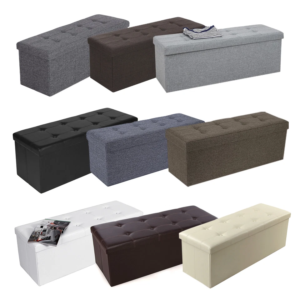 Faltbar Sitzhocker Sitzbank Sitzwürfel Sitztruhe Spielzeugkiste Ottomane 110cm - Bild 1 von 2