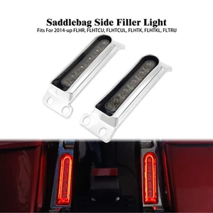 Chrome Saddlebag Filler Support LED Light Somke Lens For Harley Road Glide 14-23 - Picture 1 of 22