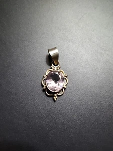 Vtg Amethyst Sterling 925 Pendant - Picture 1 of 7