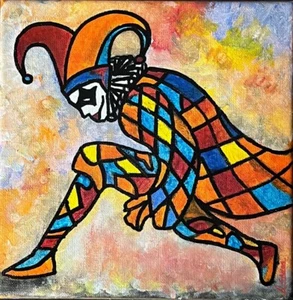ARLECCHINO JOKER  Acrilico su tela 20x20 - Foto 1 di 4