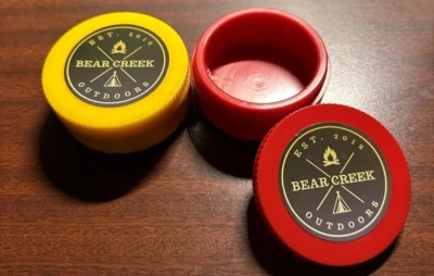 BEAR CREEK OUTDOORS 2PK Insulated Bait Puck 3"x1-3/8" Wax Worms Storage Mousies Ice Fishing Storage