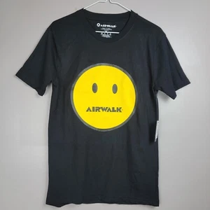 AIRWALK Men's Black T-shirt Yellow Face Smilies Tee Size S - Picture 1 of 7