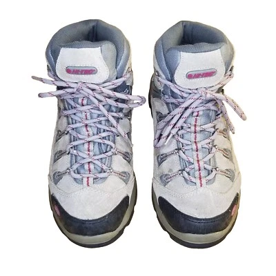 Hi-Tec туристические ботинки женщин размер 8 замши серо-серый водонепроницаемый шнурует вверх модель # 7105 - Изображение 1 из 4