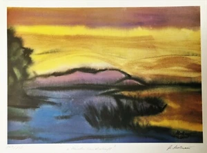 Alfred Mollner Offset Küstenlandschaft handsigniert 124/150 Expressionismus - Picture 1 of 1