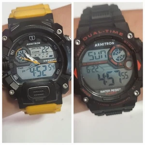Lot Of 2 Armitron Sport Men's Digital Watches Black/Red, And Yellow/black - Picture 1 of 5
