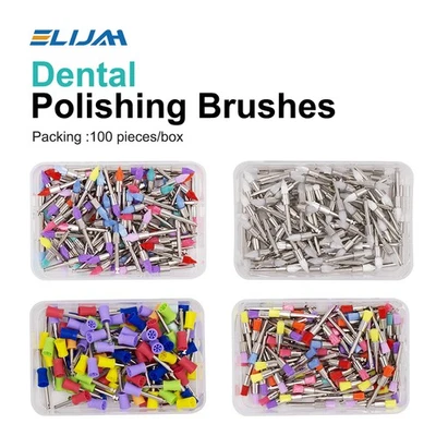 100 peças/caixa escovas de profilaxia de polimento plano fechamento material nylon dental RA - Imagem 1 de 4