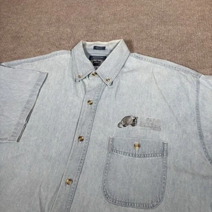 Vintage Texas Farm Bureau Denim Shirt Mens XXL Short Sleeve Light Wash Blue - Bild 1 von 8