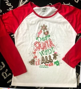 SLEEP ON IT Xmas KIDS L 14/16 rot Santa I Want It All PJ TEE T-Shirt Urlaub TOP - Bild 1 von 9