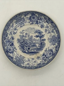 Antique Ridgways Tyrolean White & Blue Scenic Saucer • England Transferware - Picture 1 of 11