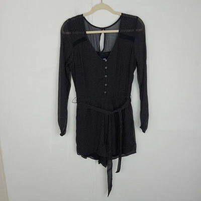 Romper Abercrombie & Fitch tamanho perfeito azul marinho bolinhas manga transparente festival boho - Imagem 1 de 4