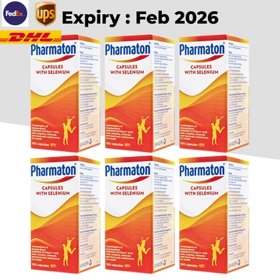 6X Pharmaton Ginseng G115 100 Cápsula Gel Suave Ginseng Selenio Potenciador de Energía Foto 1 de 4