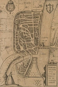 F. HOGENBERG (*1535), Karte Romans-sur-Isère, 1581, Radierung Barock 1500-1599 - Picture 1 of 4