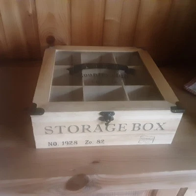 Teebox Holz 9 Fächer Teekiste Teedose Teebeutelbox Tee Dose Box Retro - Bild 1 von 3