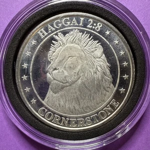 Cabeza de León Rev:318 Serie 999 Plata Redonda por Esquina Piedra Como Nueva Hageo 2:8 1 oz - Imagen 1 de 7