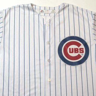 Camiseta de béisbol con botones de los Chicago Cubs majestuosa a rayas MLB Cool Base XL Foto 1 de 4