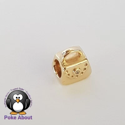 Genuine Pandora 14ct Yellow Gold & Diamond Handbag Purse Charm 750340D - Image 1 of 4