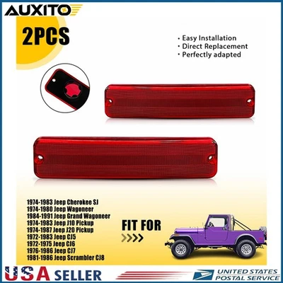Par de carcasas de lámpara de señalización lateral trasera roja para Jeep CJ5 CJ7 J10 J20 SJ 1972-1991 Foto 1 de 4