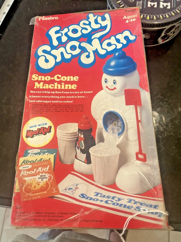 Vintage Hasbro Frosty Sno-Man Sno Cone Máquina Na Caixa com Acessórios Bom Estado - Imagem 1 de 4