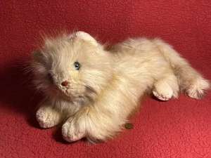 vtg 15" plus tail cream tan ginger long hair Persian cat plush stuffed Korea - Picture 1 of 7