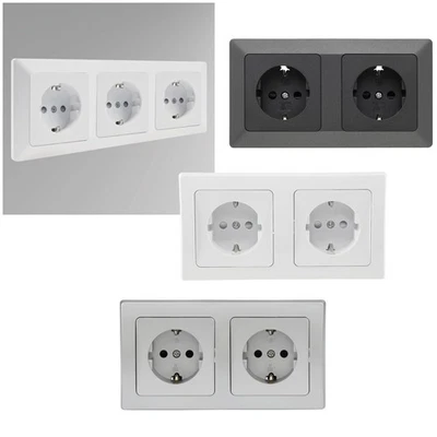 Doppel-Steckdose od Dreifach Steckdosen 230V Schutzkontakt Unterputz UP 2/3 Fach - Bild 1 von 2