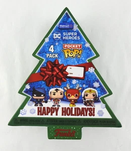 New Funko Pop DC Super Heroes Happy Holiday 4pk Christmas Tree Walmart Exclusive - Picture 1 of 3