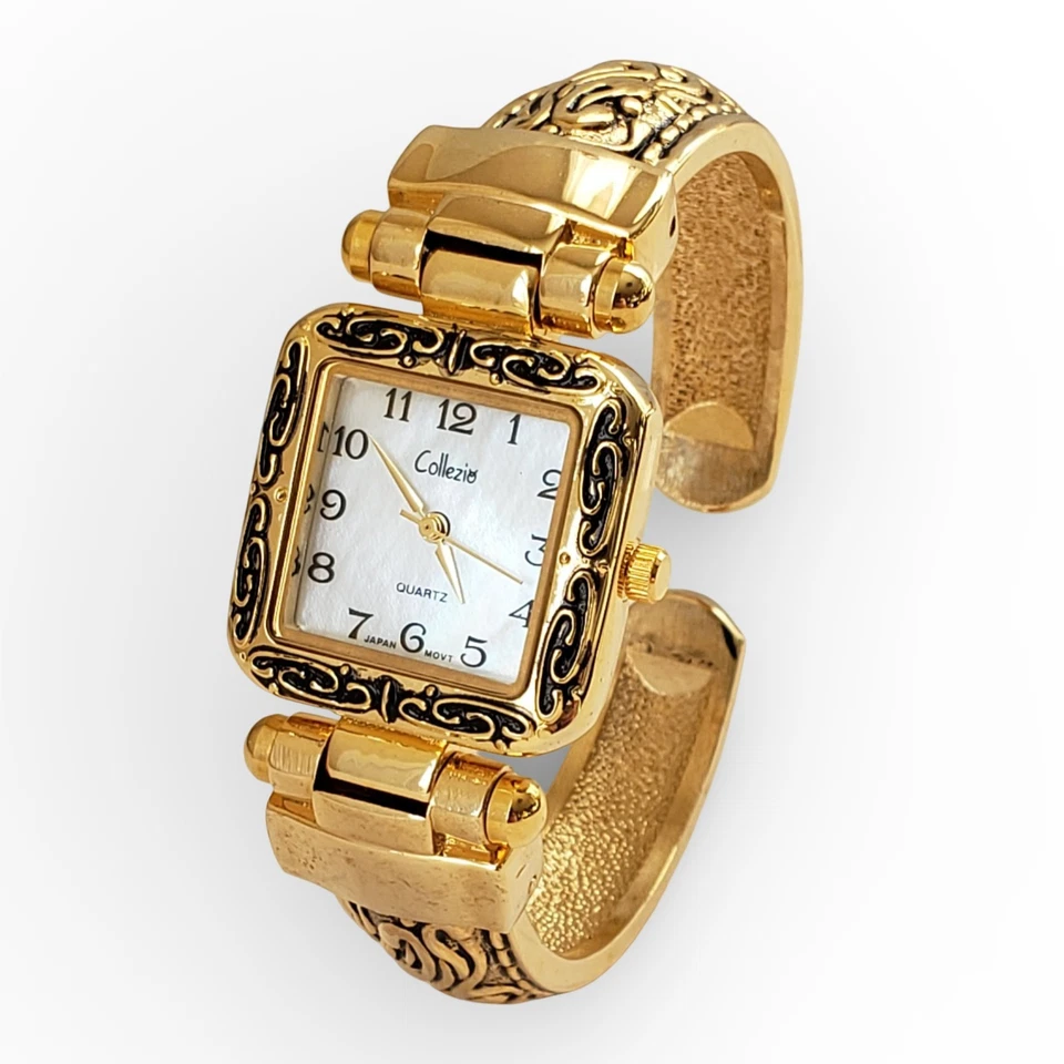 Кварцевые часы Collizio перламутровый золотистый браслет на петлях - Изображение 1 из 4