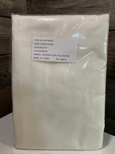 Vintage 1980s Drape Curtains 60”x216” Beige Sheen Sheer NOS - Picture 1 of 3