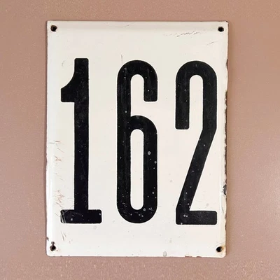 Letrero de calle esmaltado soviético #162 negro blanco estilo francés de colección placa decoración del hogar Foto 1 de 4