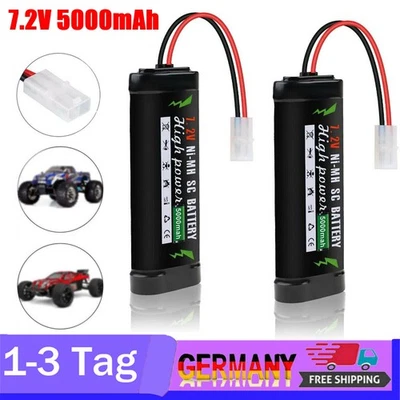 1/2x 7,2V 5000mAh NI-MH Akku Batterie mit KET-2P Tamiya Stecker für RC Auto Boot - Bild 1 von 4