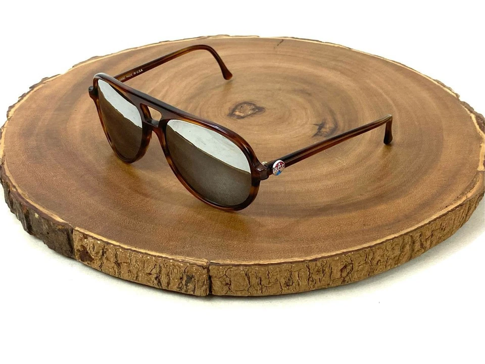 I SKI Sunglasses Tortoise Brown Mirrored Lenses Aviator Hand made in USA Vintage - Image 1 of 4