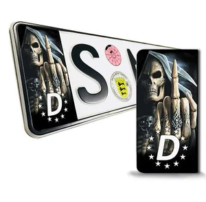 2 adesivi vinile targa stickers EU teschio teschio QV 13 - Foto 1 di 3