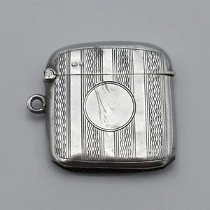 Antique Solid Silver Vesta Case Match Safe Chester 1909 - Picture 1 of 5