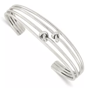 Sterling Silver Polished 4 Band Knots Cuff Bangle Bracelet 7.25" 14.13gm - Picture 1 of 4