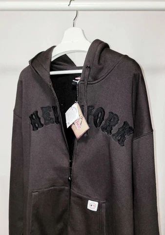 STITCHES New York METS Heavyweight Black on Black  Zipped Hoodie Sweatshirt XXL Cover