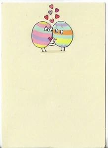 NEU Frohe Ostern Karte 4,5x7 Deine Küsse EI - ZITIERE MICH! Stiped Eggs Kissing - Bild 1 von 3