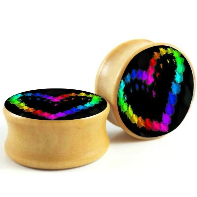 6MM-16MM OHR PLUG HOLZ HERZ HEART WOOD FLESH PIERCING SADDLE EAR TUNNEL SCHWARZ - Bild 1 von 1