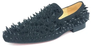 Handgefertigte Herren Leder Spikes Halbschuhe Schuhe mit rotem Boden Slipper Hausschuhe Flach - Bild 1 von 7
