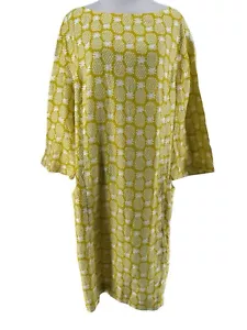 Vestido recto para mujer Boden Chartreuse piña Laurie lino manga 3/4 14L - Imagen 1 de 4