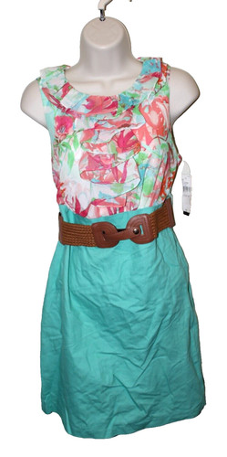 Abito dritto ALYX rosa floreale con cintura rosa hawaiano rosa blu donna taglia 8P