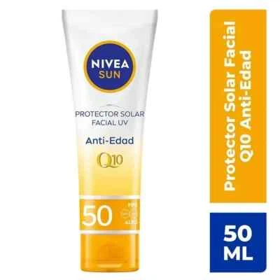PROTECTOR NIVEA SUN Q10 SOLAR FACIAL/FPS 50/ANTI EDAD/PARA PIEL SECA/50ML/ Foto 1 de 4