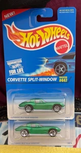 2-Wheel Variations 1995 Hot Wheels #447 CORVETTE SPLIT WINDOW Green 3SP/W-7SP/W - Picture 1 of 7