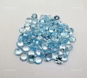 Natural Round Sky Blue Topaz Gemstone Loose Wire Wrap Faceted 9X9MM - Picture 1 of 9