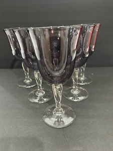 Cristal D'Arques Durand Purple Amethyst Wine/Water Glasses Hand Blown Set of (6) - Picture 1 of 7