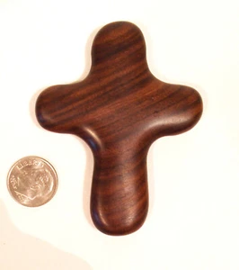 NEW Hand Crafted Cocobolo Hardwood Holding Cross - "Hold a Prayer in Your Hand" - Picture 1 of 5