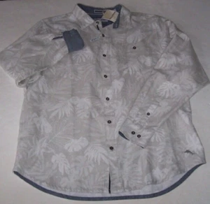 NWT Tommy Bahama CANYON BEACH CLOUDY FRONDS Asheen Gray/White FLANNEL Shirt XLT - Picture 1 of 7
